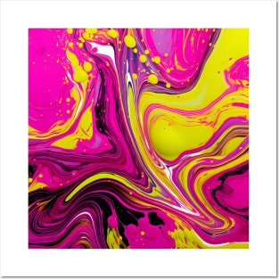 Lime Green and Pink Flow Art Posters and Art